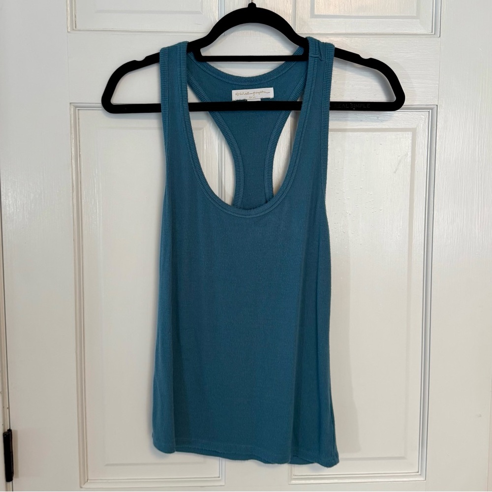 Spiritual Gangster | Ribbed Racerback Tank Top, Dusty Blue Color, Size S - EUC
